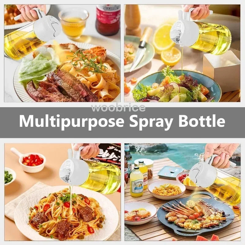 2in1 Kitchen Oil Sprayer Glass Bottle for Cooking Anti-leakage Olive Oil Bottle for BBQ Air Fryer Salad Steak Kitchen Supplies