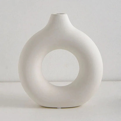 Donut-Shaped Minimal Vase for Modern Living Room Decor