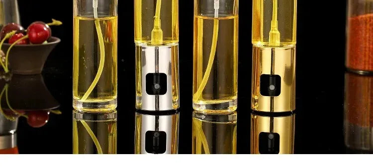 1-4Pcs Vinegar Oil Cruet Oiler Press-type Oil Bottle Things for Kitchens Leakproof and Heat-resistant Glass Spray Sprayer Tools