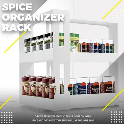 Spice Organizer Rack Multi-function 2 Tier Rotating Storage Shelf Slide Kitchen Cabinet Cupboard Organizer Kitchen Storage Rack