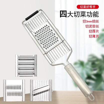Stainless steel multifunctional manual switchable radish slicer for three-dimensional vegetable cutting in the kitchen