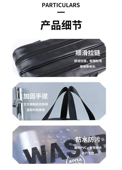 Dry-wet separation double transparent PU makeup bag portable washing bag cosmetic storage bag travel fitness swimming essentials
