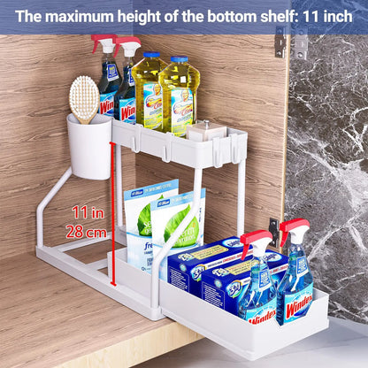 Under Sink Pull-Out Organizer – Double Layer Storage Rack