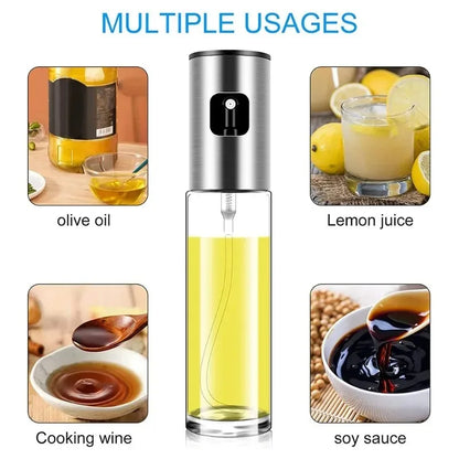 1-4Pcs Vinegar Oil Cruet Oiler Press-type Oil Bottle Things for Kitchens Leakproof and Heat-resistant Glass Spray Sprayer Tools