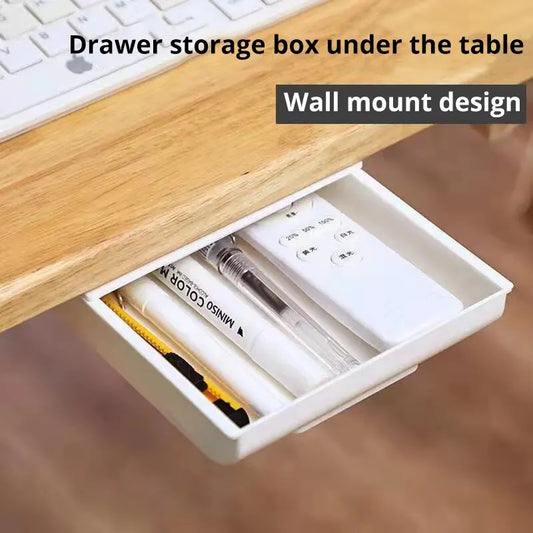 Under Desk Self-Adhesive Storage Drawer – Hidden Desk Organizer
