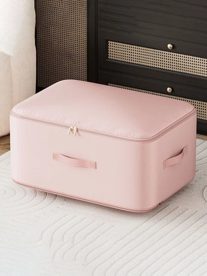 Heavy-Duty Self-Compressing Storage Bag - Portable Organizer for Clothes, Blankets & Quilts, Ideal for Closet Organization