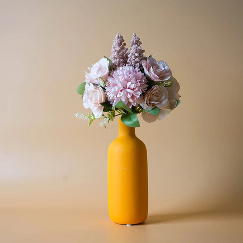 Nordic Ceramic Vase with Minimal Bottleneck Design