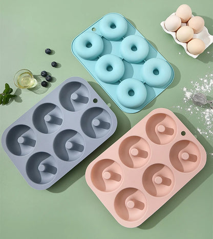 6Holes Baking Mold Food Grade Silicone Non-stick Donut Molds Chocolate Cupcake Pan DIY Muffin Kitchen Tool for Oven Bakeware