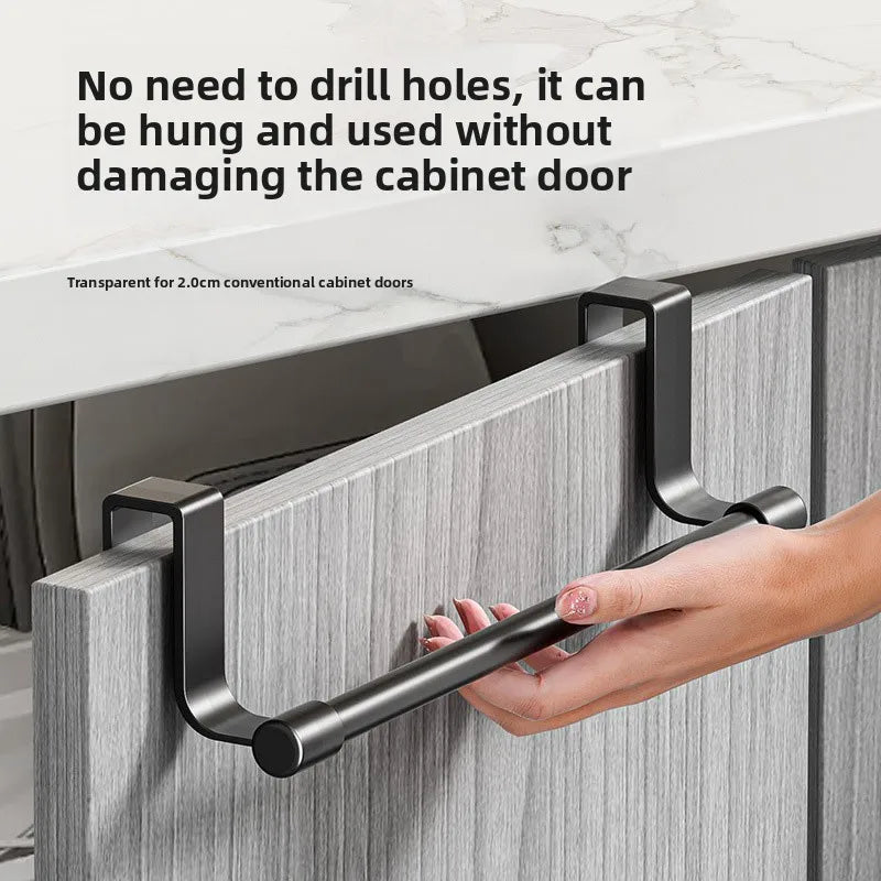 No-Drill Over Cabinet Towel Rack – Stainless Steel Kitchen Organizer