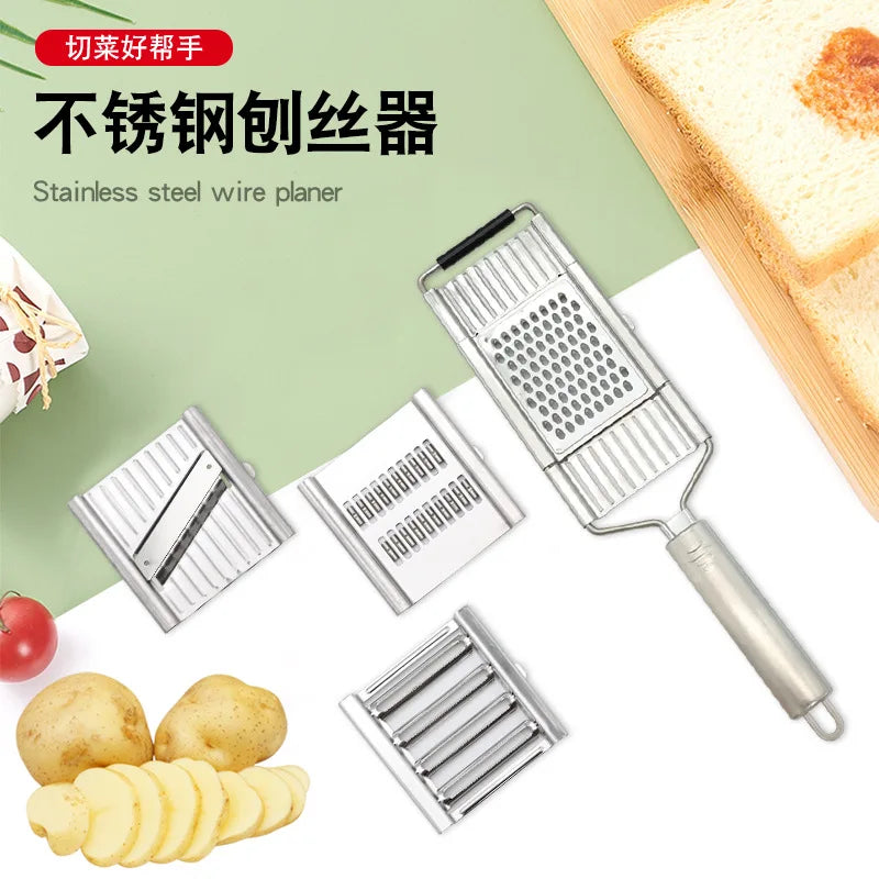 Stainless steel multifunctional manual switchable radish slicer for three-dimensional vegetable cutting in the kitchen