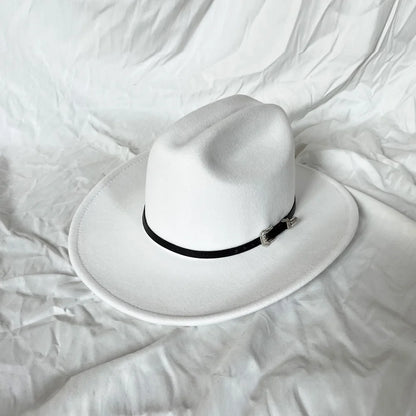 Vintage Western Cowboy Hat – Leather Wide Brim Jazz Hat for Men & Women
