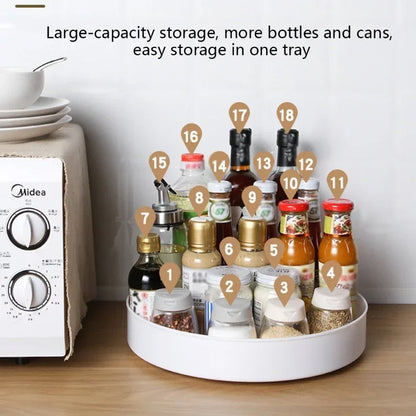 360 Degree Rotating Cabinet Organizer Kitchen Bathroom Cosmetic Turntable Storage Tray Non-Slip Spice Round Rack Plate