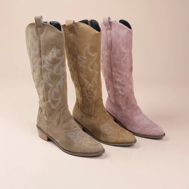 Women’s Embroidered Western Cowboy Boots – Pointed Toe High Knee