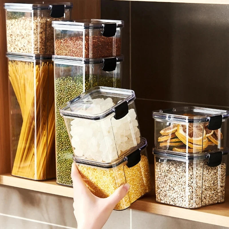 1PC Sealed Jar Airtight Container Grain Pasta Storage Box Plastic Moisture-proof Box Household Kitchen Organizer Seasoning Jars