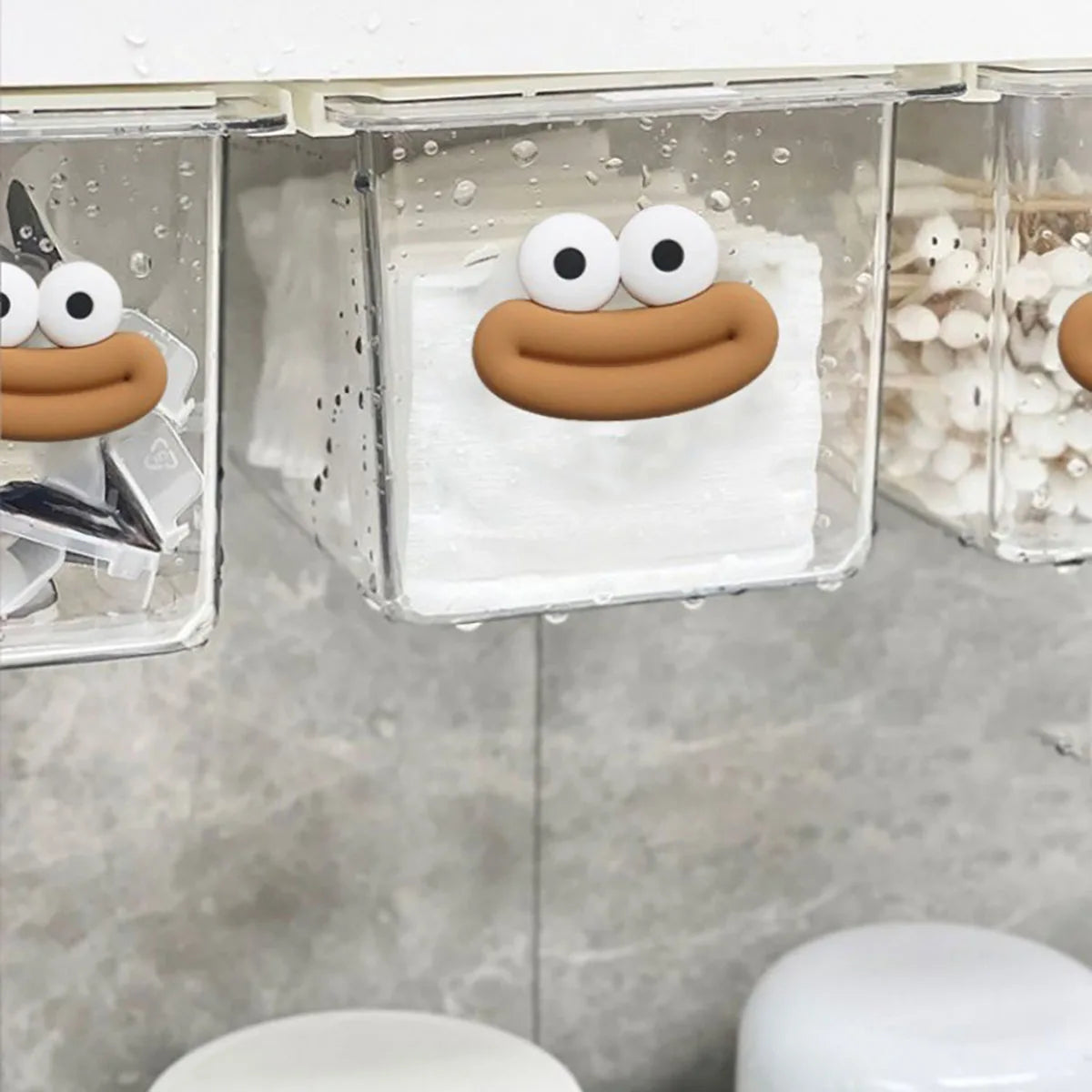 Transparent Bathroom Cotton Stick Makeup Cotton Bathroom Pull-Out Storage Drawer Style Storage Box Under The Mirror Cabinet