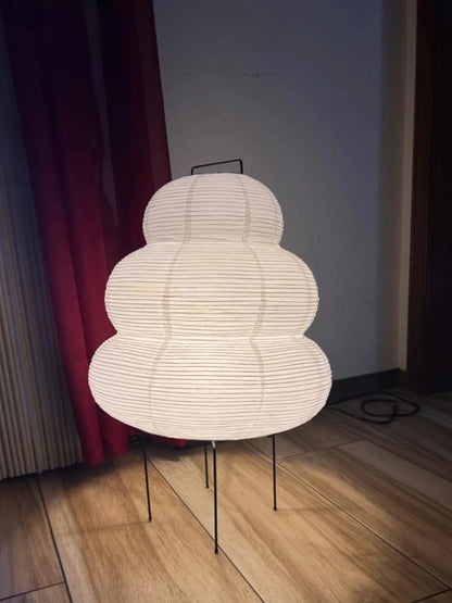 Japanese-Style Rice Paper Table Lamp with Soft Ambient Light