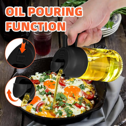 2in1 Kitchen Oil Sprayer Glass Bottle for Cooking Anti-leakage Olive Oil Bottle for BBQ Air Fryer Salad Steak Kitchen Supplies