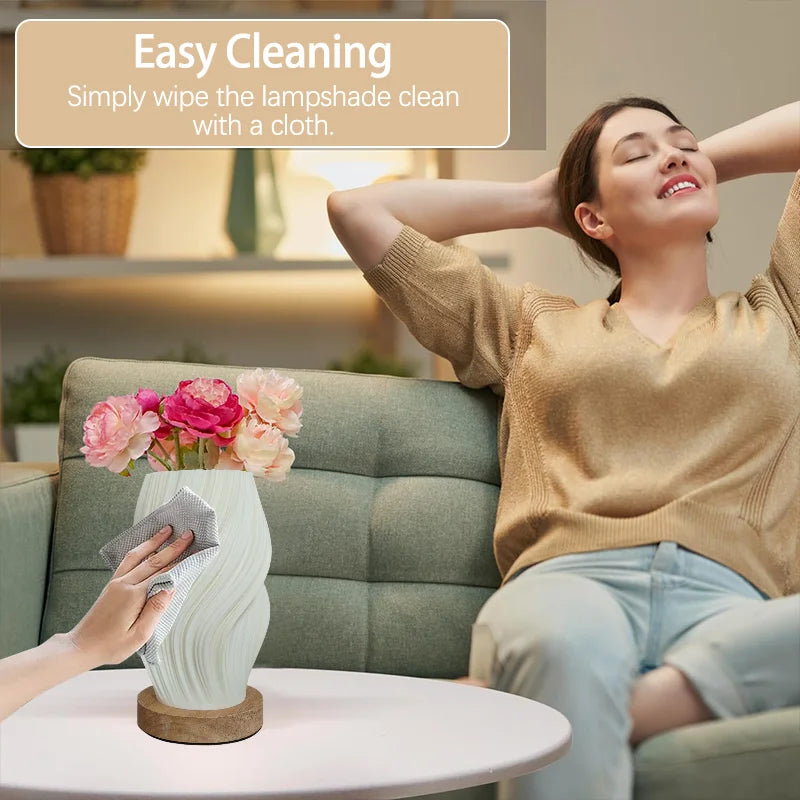 Minimal Cream Table Lamp with Adjustable Warm Lighting