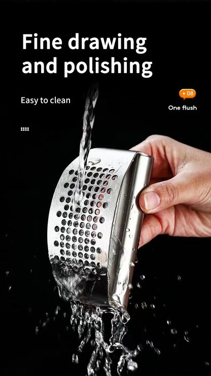 Manual Stainless Steel Garlic Press – Easy Kitchen Garlic Crusher