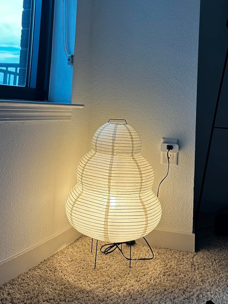 Japanese-Style Rice Paper Table Lamp with Soft Ambient Light