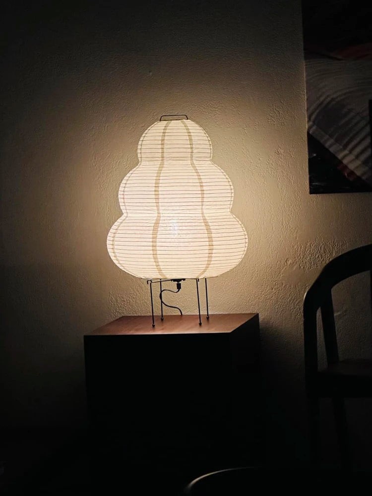 Japanese-Style Rice Paper Table Lamp with Soft Ambient Light