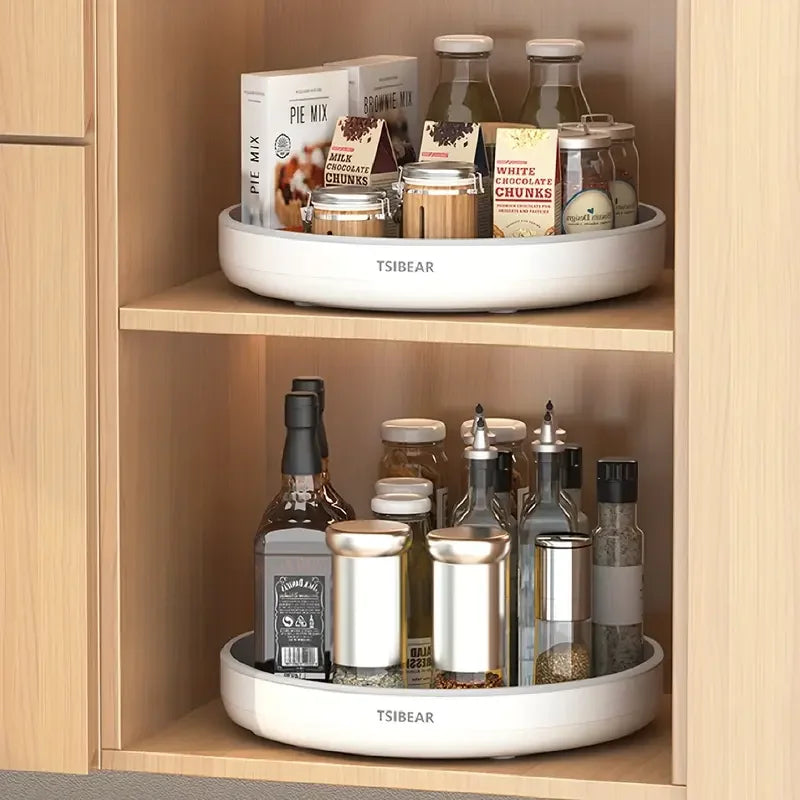 Kitchen turntable multifunctional countertop spice bottle 360 rotating storage rack storage tray cosmetic storage box round