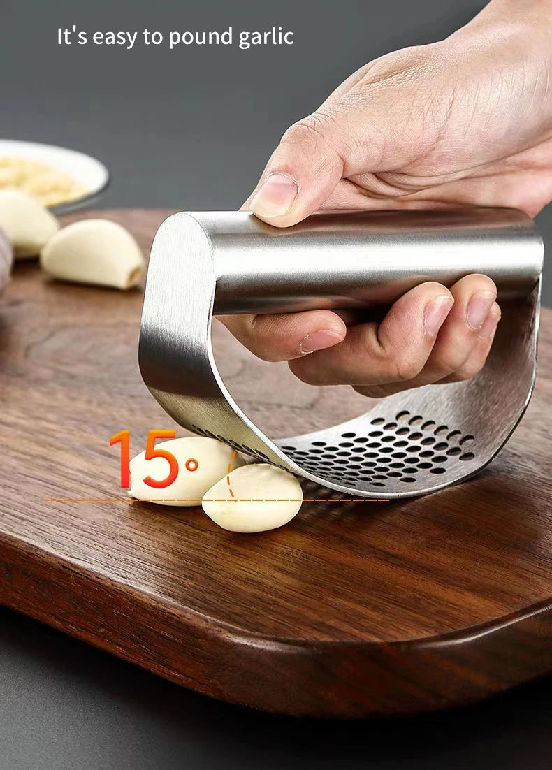 Manual Stainless Steel Garlic Press – Easy Kitchen Garlic Crusher