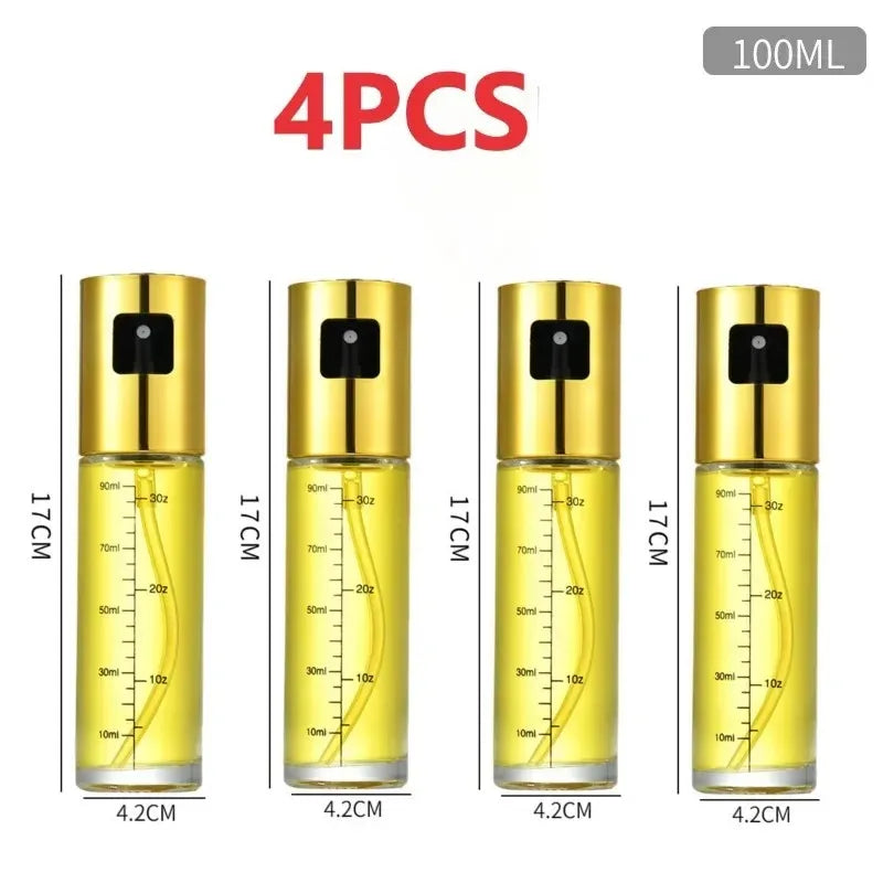 1-4Pcs Vinegar Oil Cruet Oiler Press-type Oil Bottle Things for Kitchens Leakproof and Heat-resistant Glass Spray Sprayer Tools