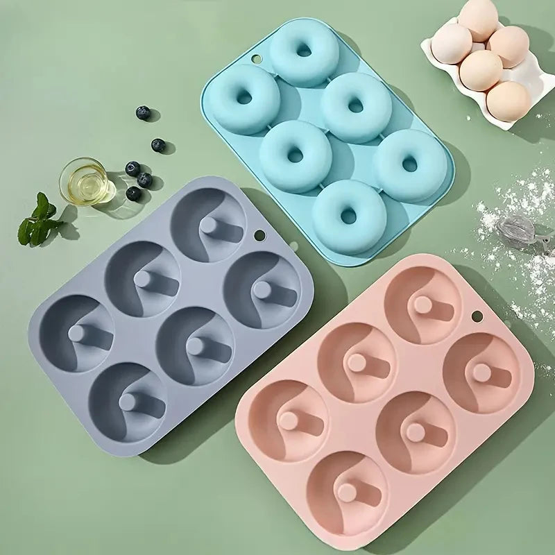 6Holes Baking Mold Food Grade Silicone Non-stick Donut Molds Chocolate Cupcake Pan DIY Muffin Kitchen Tool for Oven Bakeware