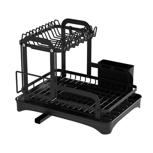 2-Tier Dish Drying Rack with Drain Basket – Kitchen Organizer