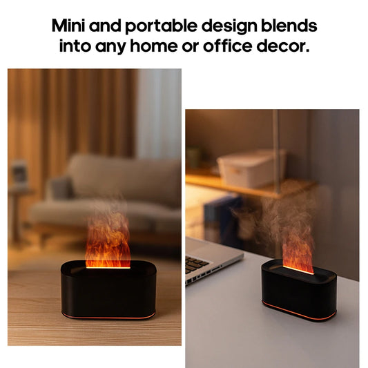 Mini Aroma Diffuser Aromatherapy Essential Oils Realistic Flame Lights Colorful RGB Air Humidifier Desktop USB Sprayer