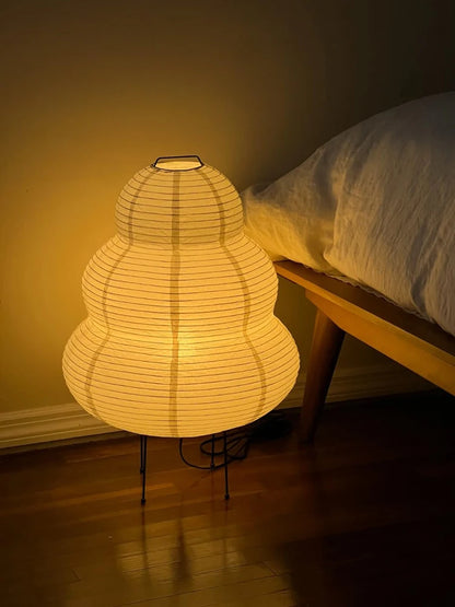 Japanese-Style Rice Paper Table Lamp with Soft Ambient Light