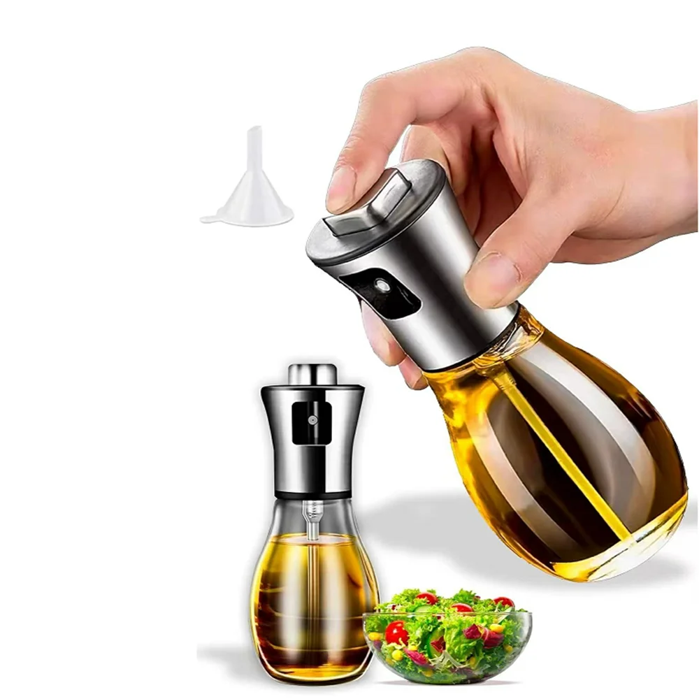 Kitchen Oil Sprayer for Cooking,6.8oz/200ml Olive Oil or Vinegar, Trigger Design,Stainless Steel Vinegar Glass Spray Bottle