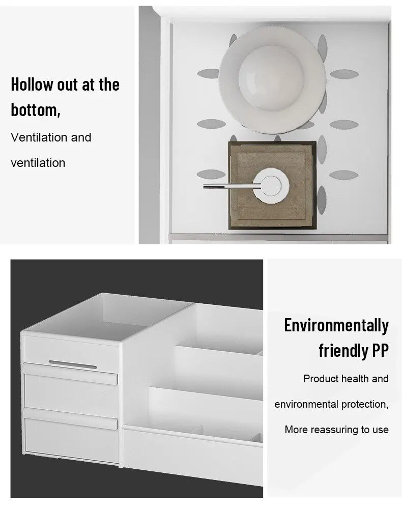 1pc White New Drawer Makeup Storage Box Dormitory Finishing Plastic Shelf Cosmetics Skin Care Dressing Table Desktop