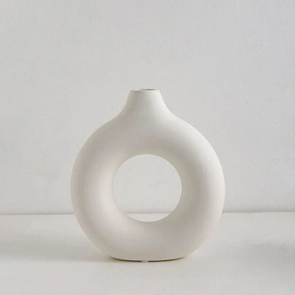 Donut-Shaped Minimal Vase for Modern Living Room Decor