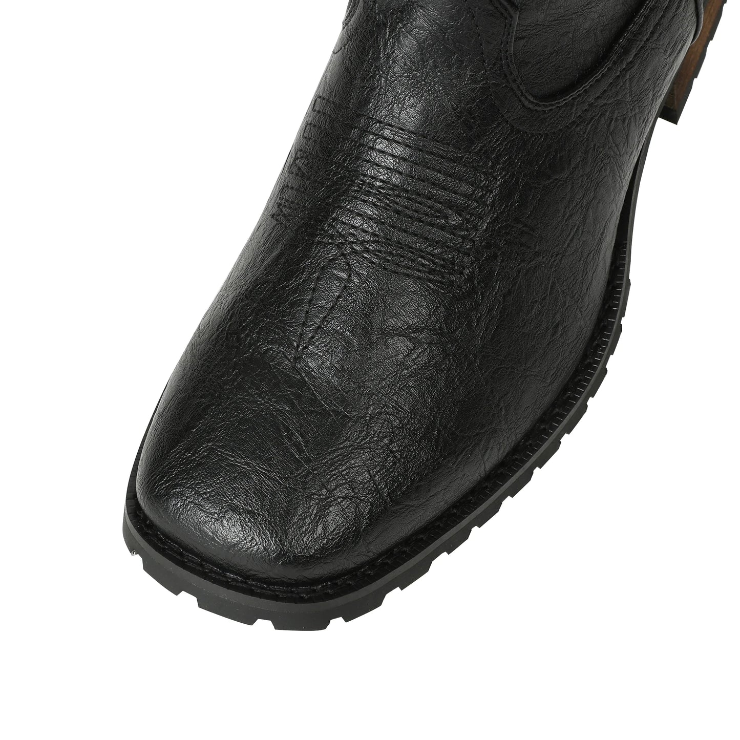 Classic Western Cowboy Boots – Handmade Embroidered Mid-Calf Pull-On Boots Vegan Leather