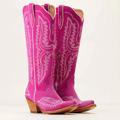 Women’s High-Top Western Cowboy Booties – Pointed Toe Thin Heel