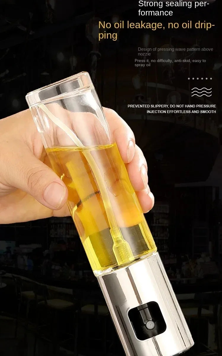 1-4Pcs Vinegar Oil Cruet Oiler Press-type Oil Bottle Things for Kitchens Leakproof and Heat-resistant Glass Spray Sprayer Tools