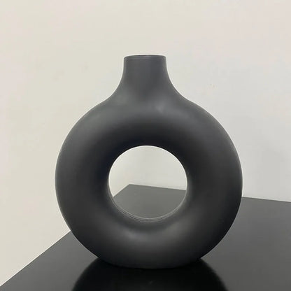 Donut-Shaped Minimal Vase for Modern Living Room Decor