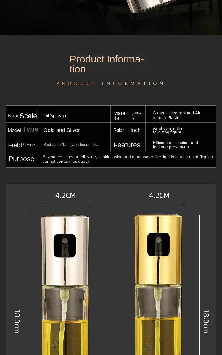 1-4Pcs Vinegar Oil Cruet Oiler Press-type Oil Bottle Things for Kitchens Leakproof and Heat-resistant Glass Spray Sprayer Tools