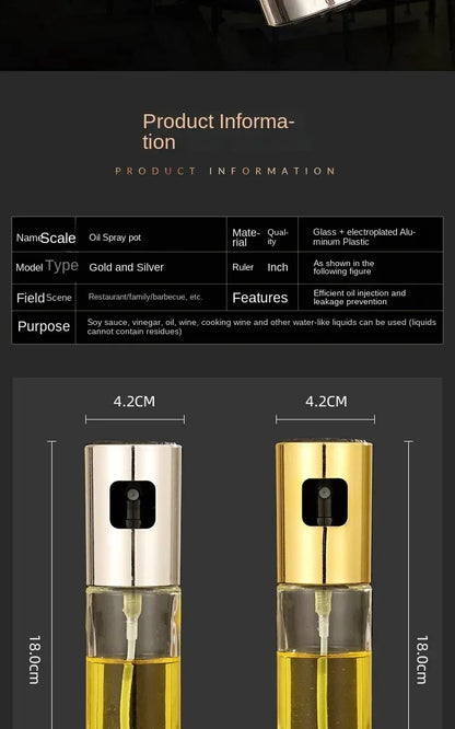1-4Pcs Vinegar Oil Cruet Oiler Press-type Oil Bottle Things for Kitchens Leakproof and Heat-resistant Glass Spray Sprayer Tools