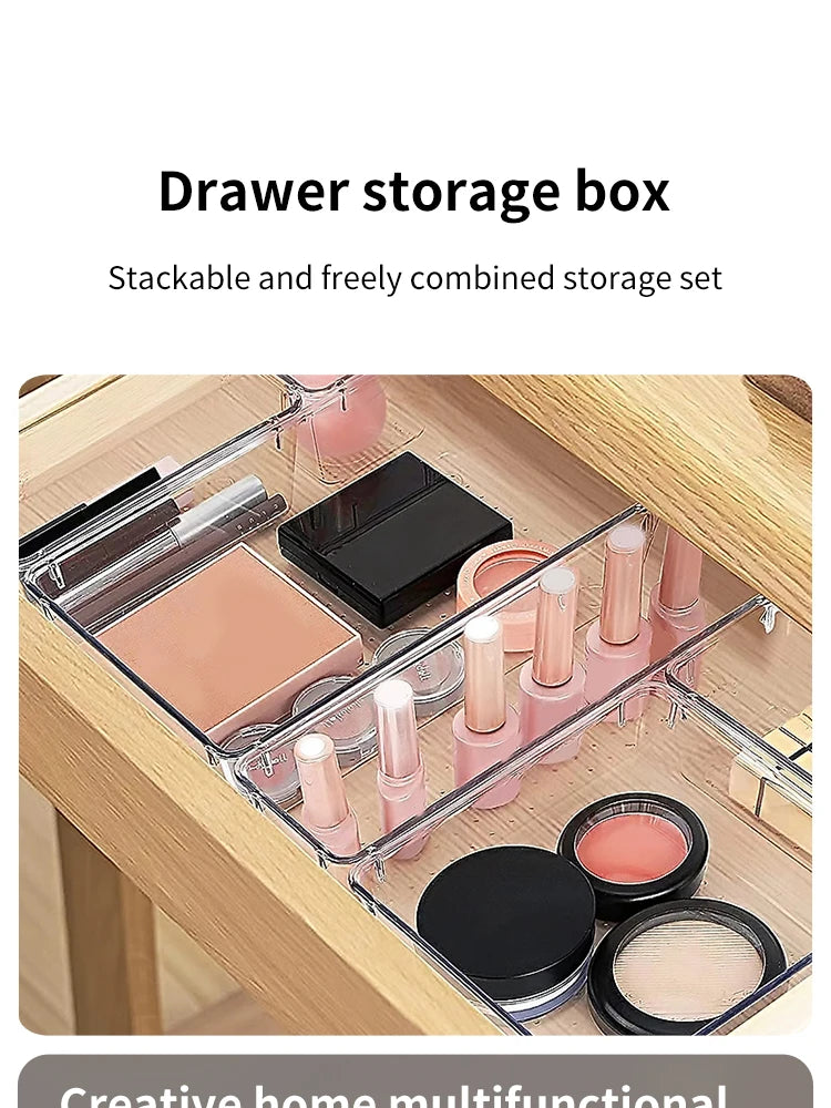 7/14 Pcs Drawer Organizers Set Clear Plastic Desk Dividers Bins Bedroom Dresser Office Storage Box for Makeup Jewelries Gadgets