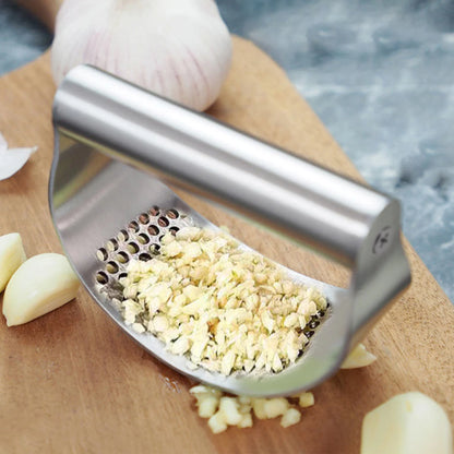 Manual Stainless Steel Garlic Press – Easy Kitchen Garlic Crusher