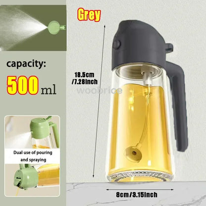 2in1 Kitchen Oil Sprayer Glass Bottle for Cooking Anti-leakage Olive Oil Bottle for BBQ Air Fryer Salad Steak Kitchen Supplies