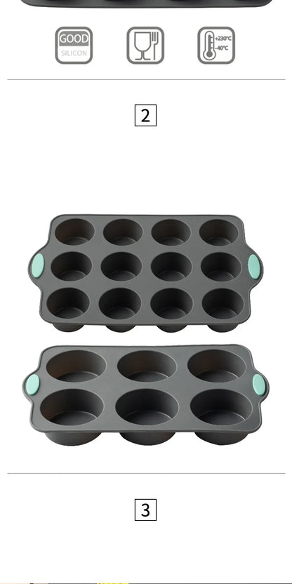 Silicone Cake Mold Pan 6/12 Cup Baking Tray Non-Stick Muffin Mould Cupcake Baking for Cakes Biscuit DIY Cake Kitchen Accessories