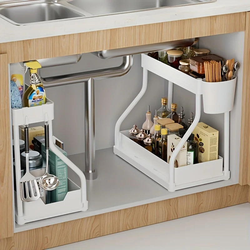 Under Sink Pull-Out Organizer – Double Layer Storage Rack