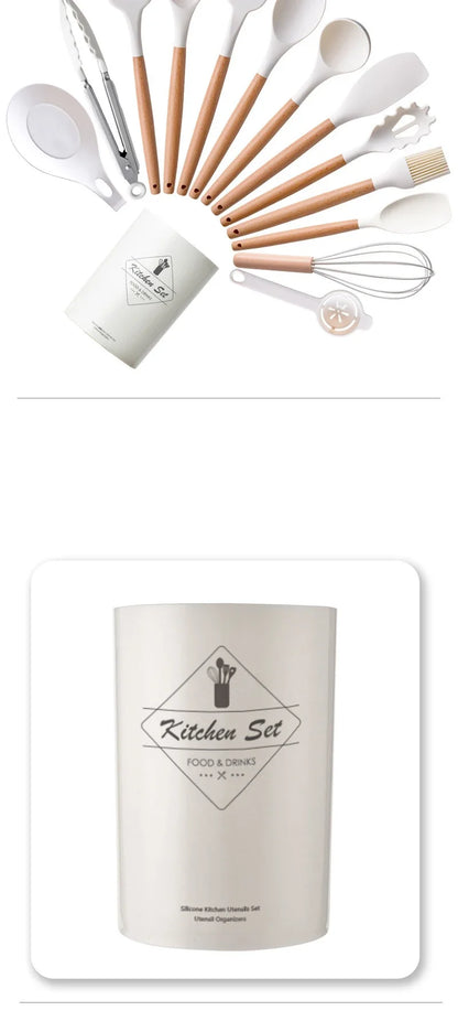 12-Piece Silicone Kitchen Utensils Set – Non-Stick Cookware Tools