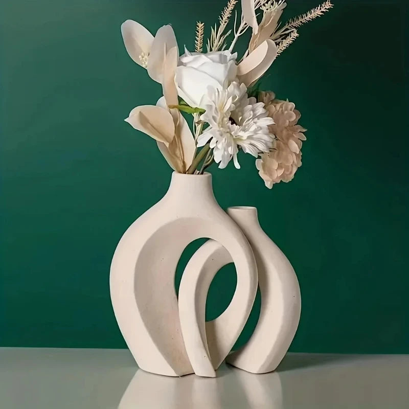 Hollow Nordic Vase Set for Modern Living Room Decor