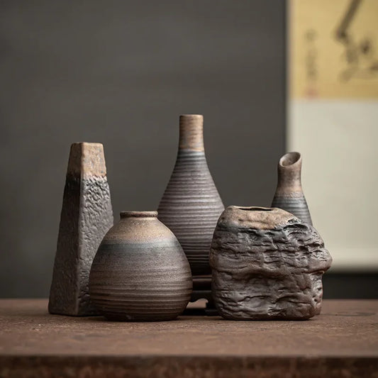 Handcrafted Ceramic Vase Set for Modern Living Room Decor