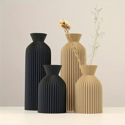 Black Minimal Vase for Modern Living Room Decor